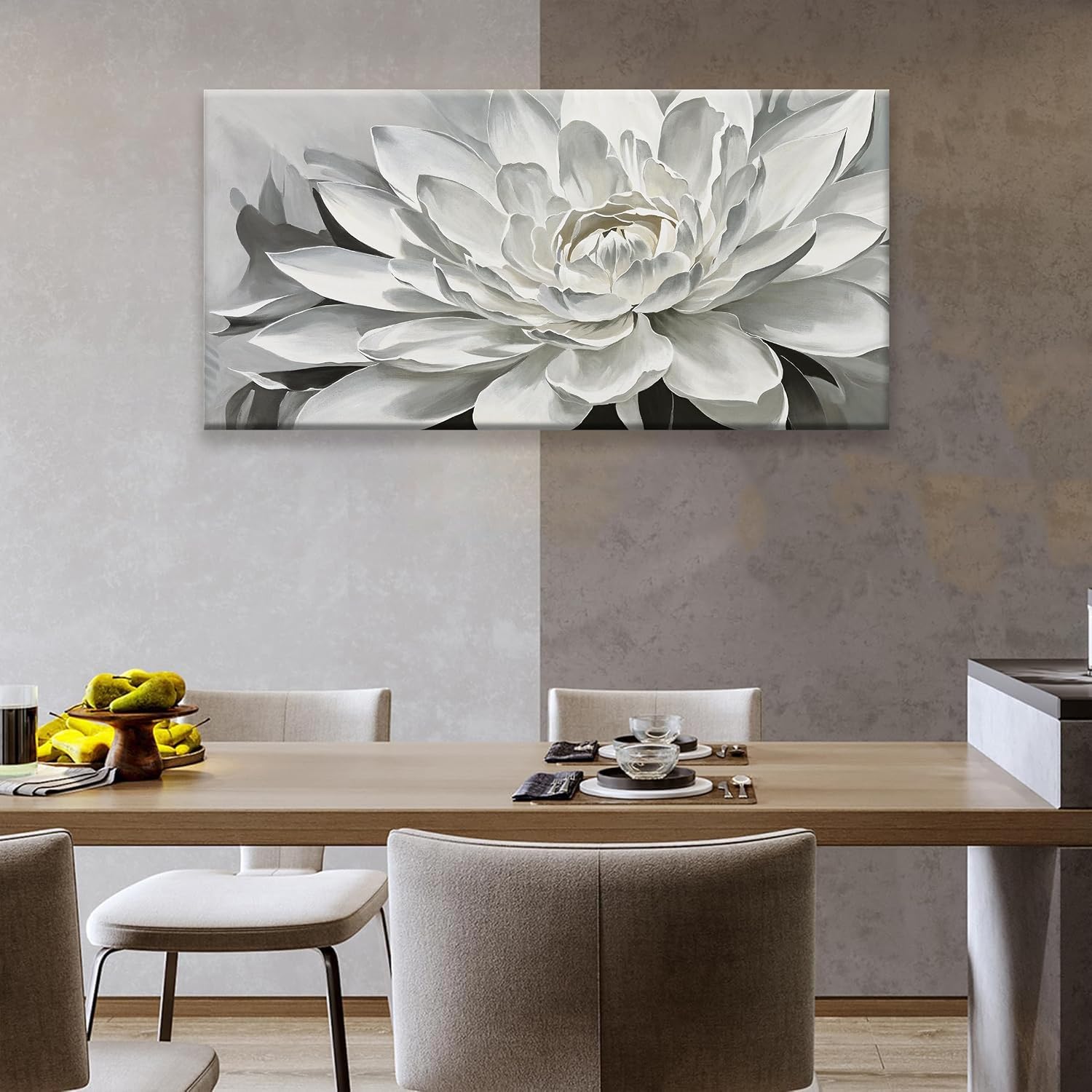 TAIJXAGSG Canvas Art Wall Decor lotus Print Paintings Flower White Wall Art Prints Decor Ready To Hang For Bathroom Bedroom And Office Kitchen Home Decor Artwork 20" × 40"