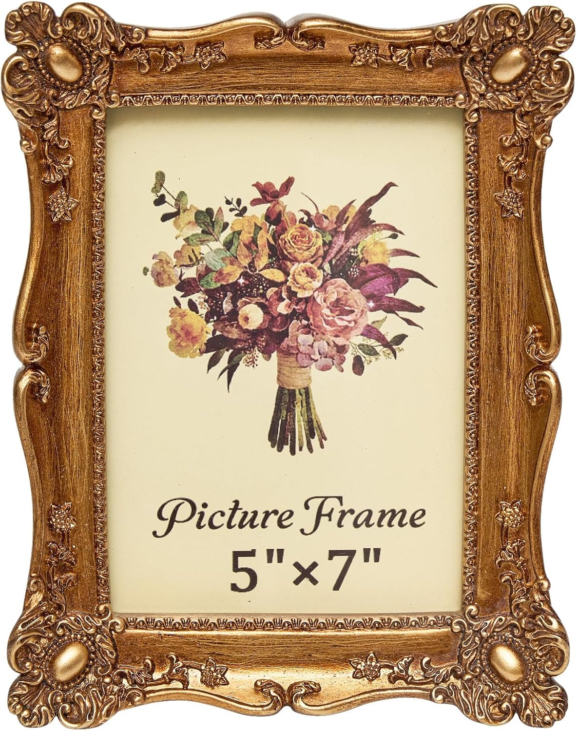 JANDERART Vintage Picture Frame 8x10 Inch, Ornate Antique Photo Frames with Glass Front, Baroque Design, Tabletop & Wall Hanging, Photo Gallery, Gold