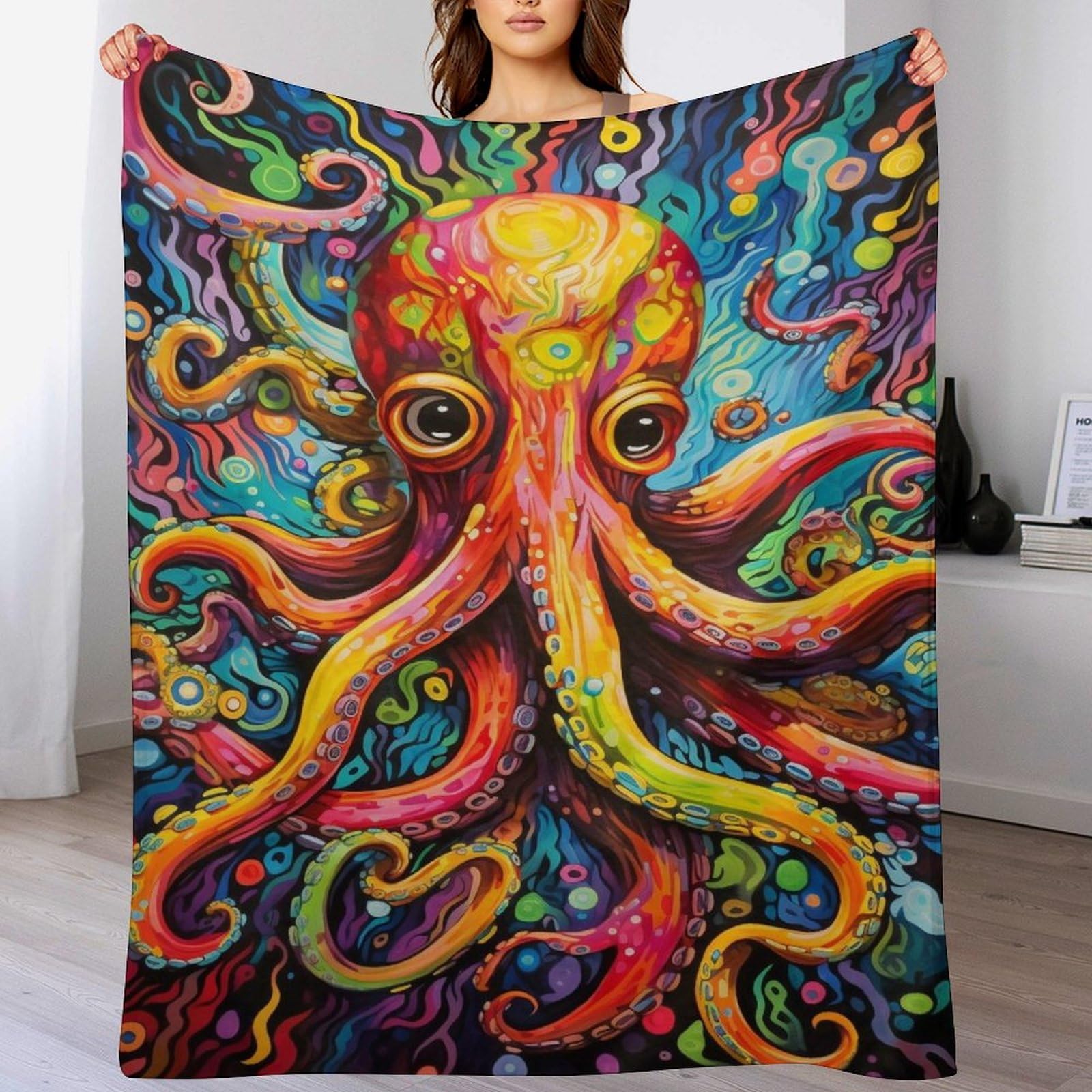 Couverture polaire pieuvre légère et doudoune haute densité pour sofa