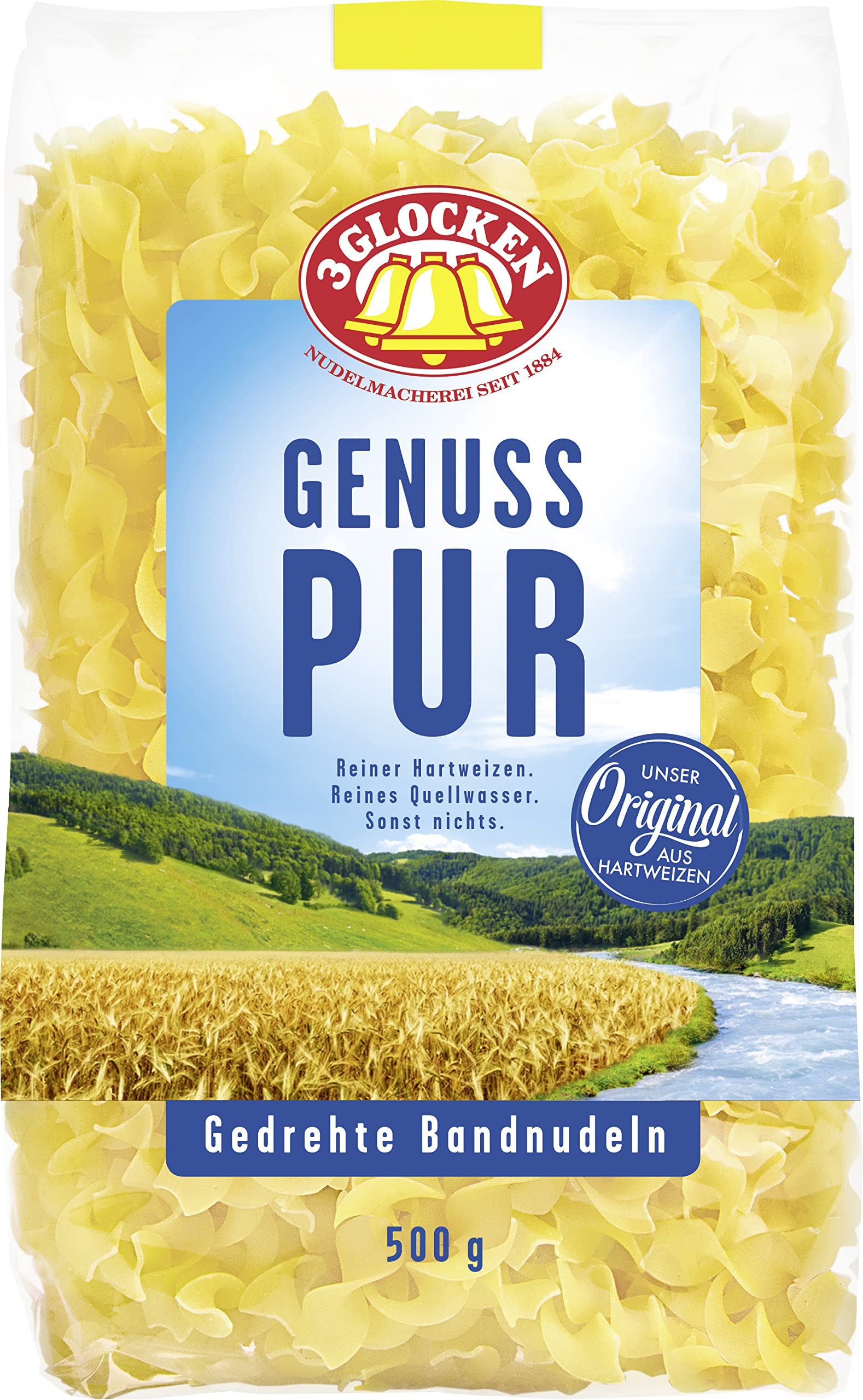 3 Glocken Genuss Pur Gedrehte Bandnudeln, 500g