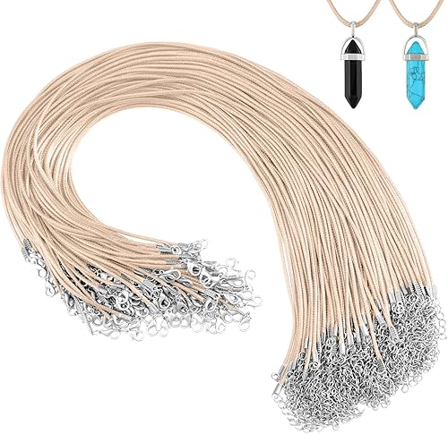 Miniatura 28 de Tudomro 100 piezas de collar de cuero encerado de 20 pulgadas a granel con cierre colorido collar pulsera cadenas cuerda cordón, poliéster, aleación