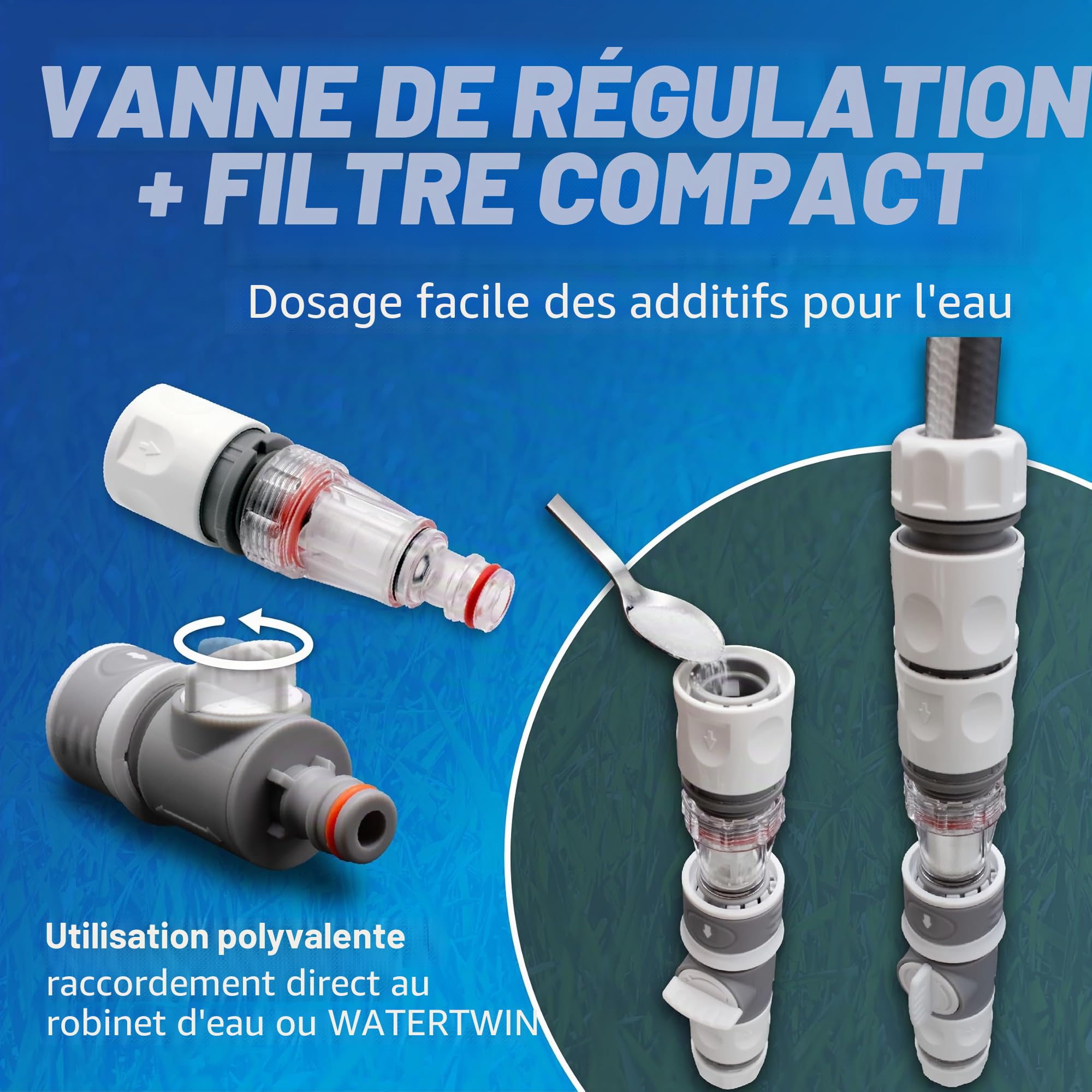 MaJoCompTec® CONNECT-30 Ensemble de réservoir d'eau pour camping-car | Bec verseur pour caravane avec couvercle de réservoir, accessoire (ensemble de raccordement avec filtre, sans adaptateur de