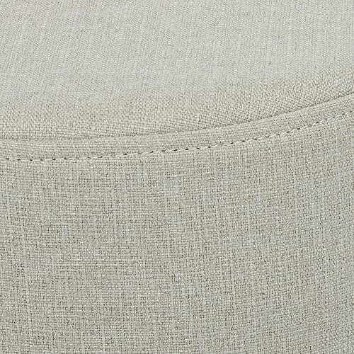 Miniatura 4 de Moderno taburete otomano redondo con reposapiésasiento otomano con tela de lino y patas de madera antideslizantes (beige)