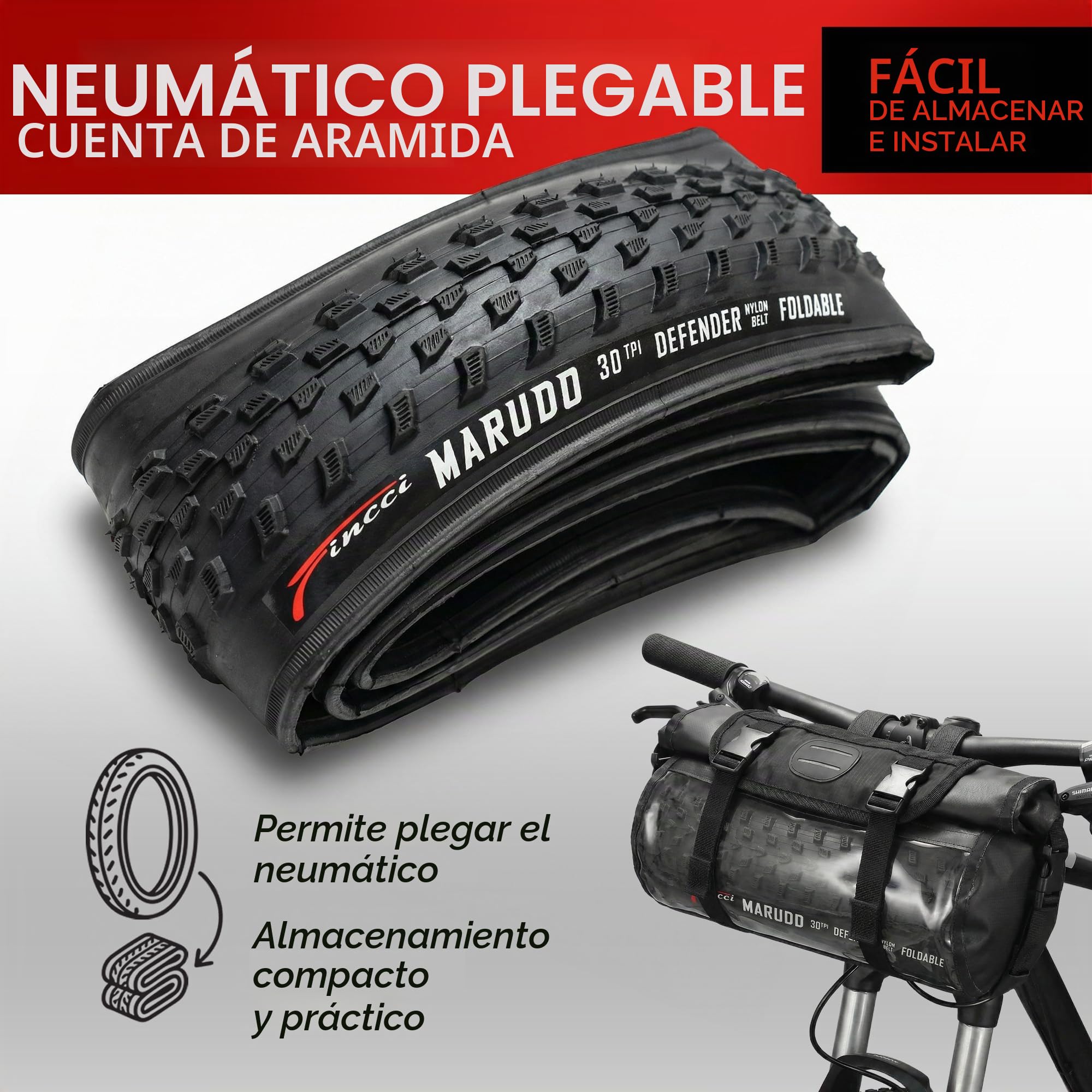 Fincci Cubiertas MTB 29 x 2.1 Pulgadas con 2X Camara de Aire 52-622 - Neumáticos Plegable 29 con 1mm Antipinchazos para Adulto, Gravel, Montaña, Eléctrica, Mountain Bike y Bicicleta Carretera
