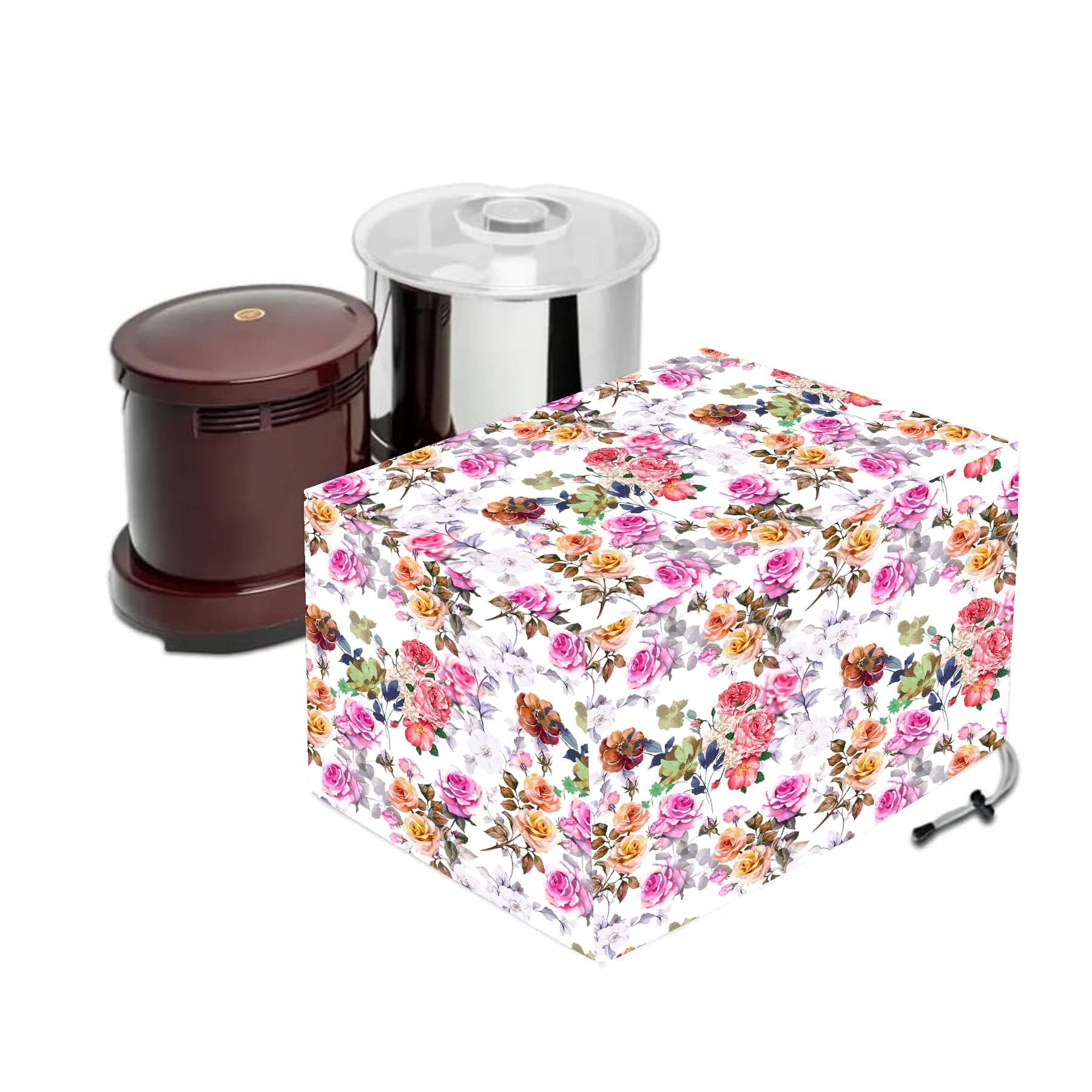HomeStore-YEP Dust Proof Water Proof Nonwoven Laminated Wet Grinder Cover for Table Top 2 Litre Ultra Perfect Plus, Perfect S Wet Grinder White Flowers