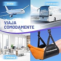 Vista 7 de BASIC CONCEPTS Hamaca de pie de avión para artículos esenciales de viaje en avión, artículos esenciales para viajes en avión, reposapiés de vuelo