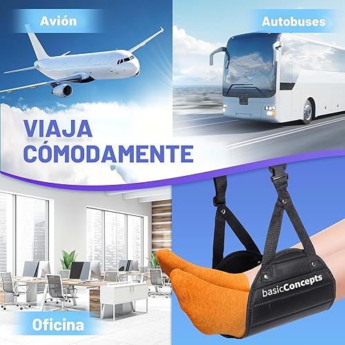 Miniatura 7 de BASIC CONCEPTS Hamaca de pie de avión para artículos esenciales de viaje en avión, artículos esenciales para viajes en avión, reposapiés de vuelo