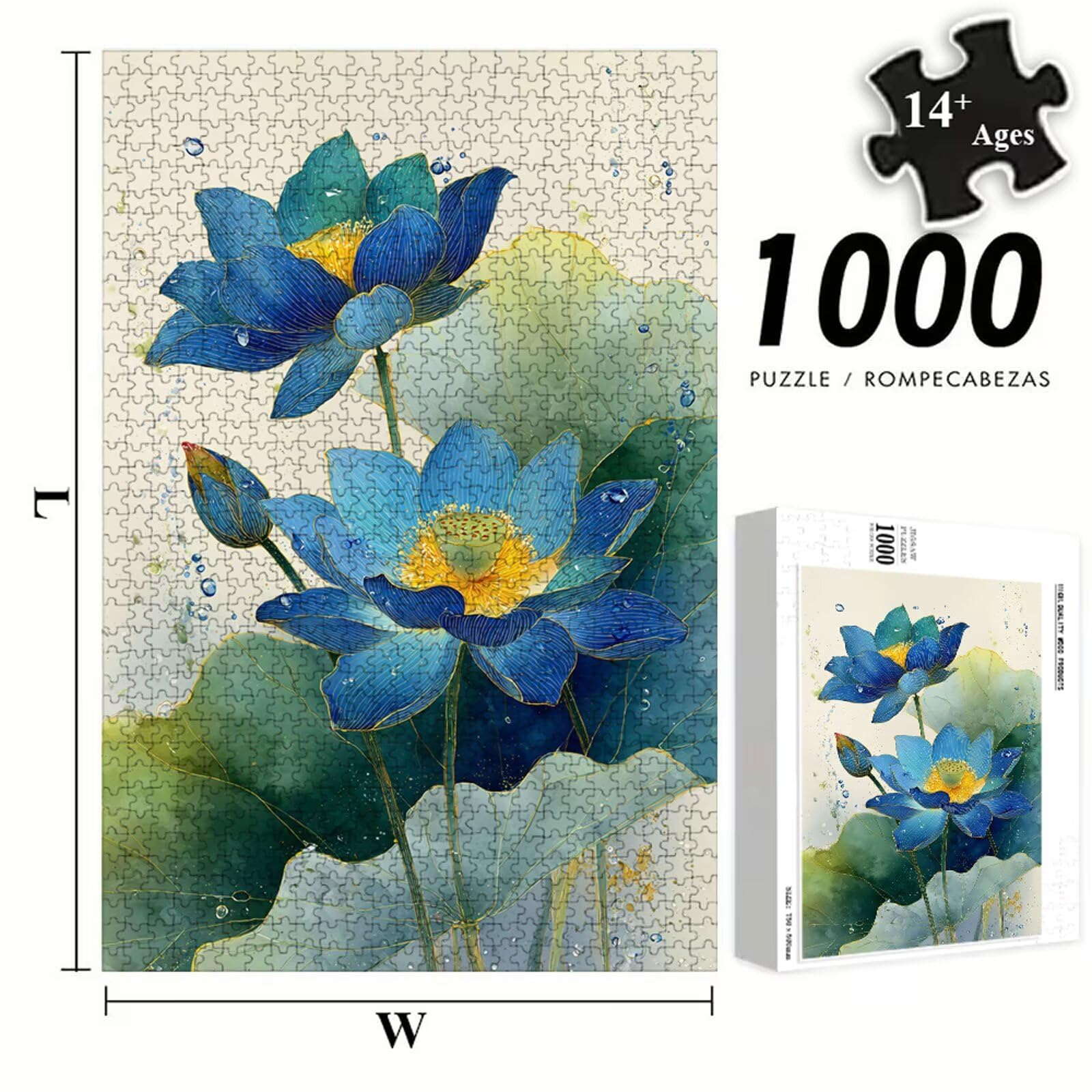 Puzzle 1500 Piezas Adultos Loto & Azul, Rompecabezas con Letras Traseras y Póster, Pasatiempo Antiestrés, Decoración de Pared, Regalo Decorar Mujer Hombre 87 x 57 cm (14 Años +) P3#988