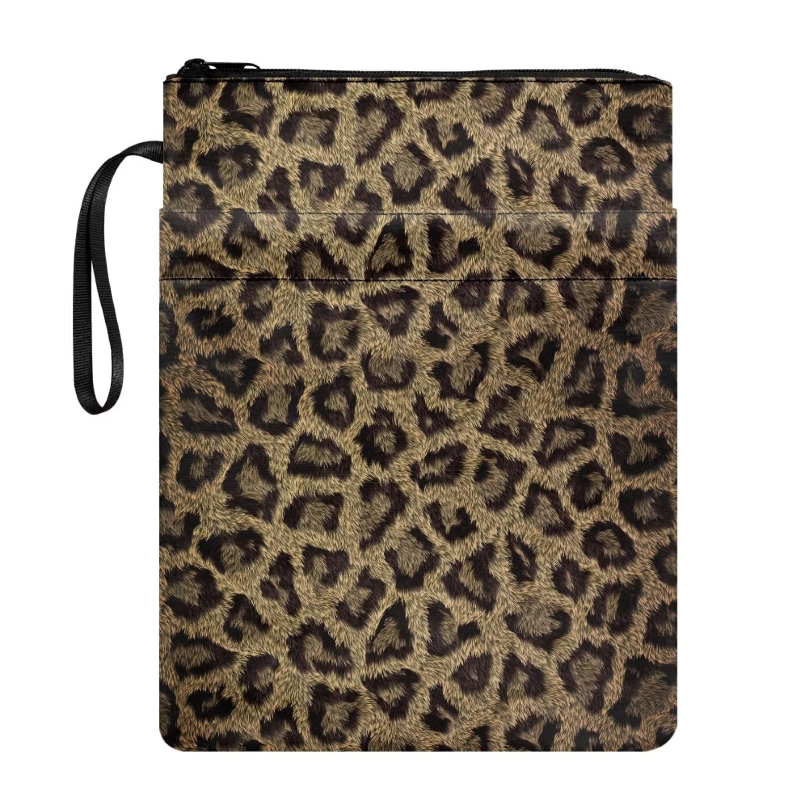 NETILGEN Leopard Skin Print Book Sleeves for Hardcover Zipper Book Protector with Pouch Book Covers for Paperbacks Washable Pouch Pocket Teen Adult Lover Gift โ image 1
