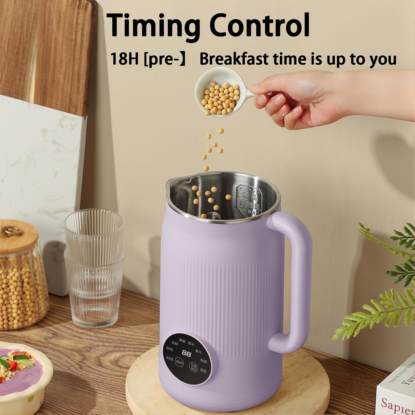 Maszynka do mleka orzechowego, automatyczny ekspres do mleka sojowego 1200 ml z opóźnionym startem, utrzymuje ciepło, samoczyszczący robot kuchenny dla niemowląt do migdałów, owsa, mleka nerkowca, zup