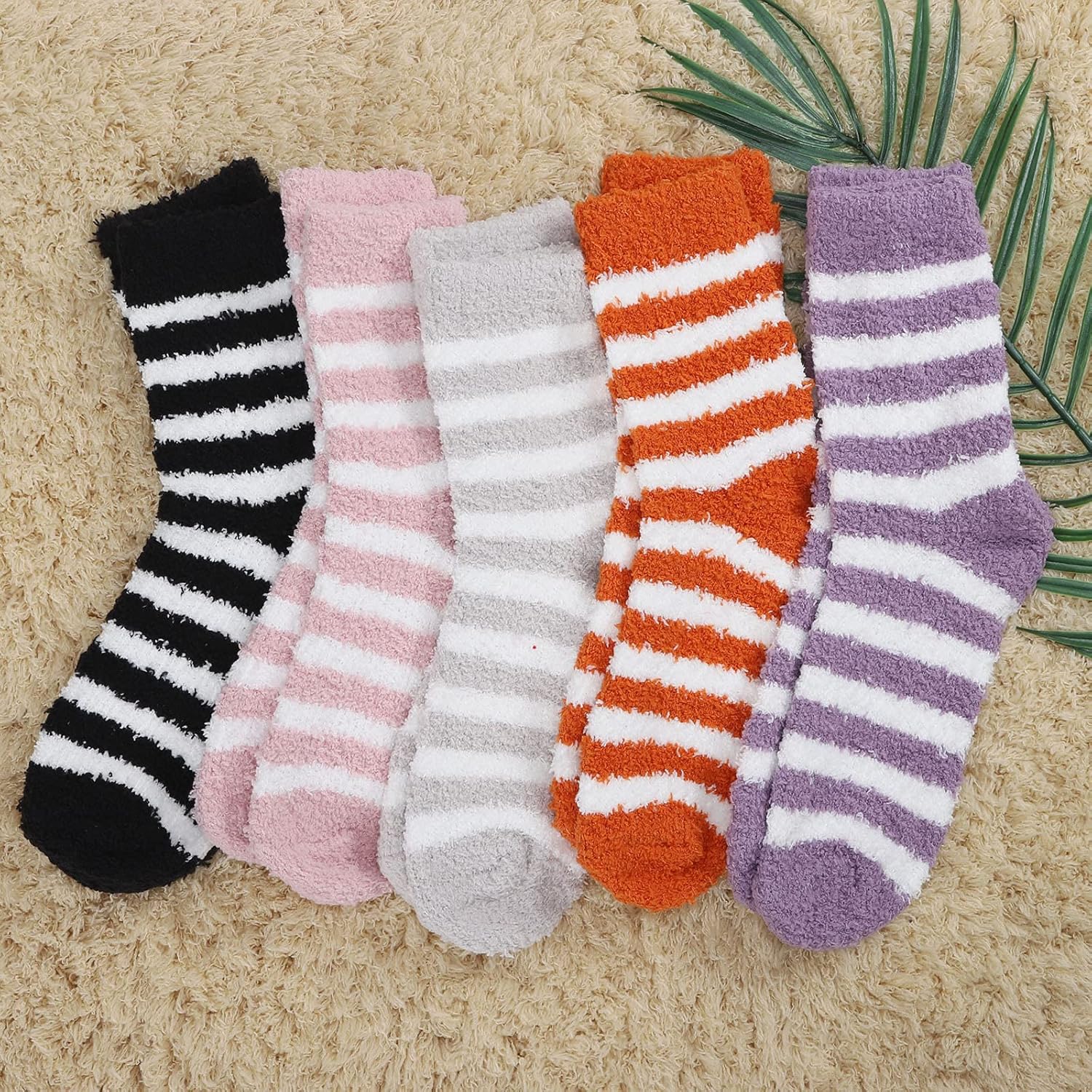 Fuzzy Socks for Women, Soft Fluffy Socks Thick Cozy Plush Socks Christmas Socks for Women 5 Pairs - Image 4