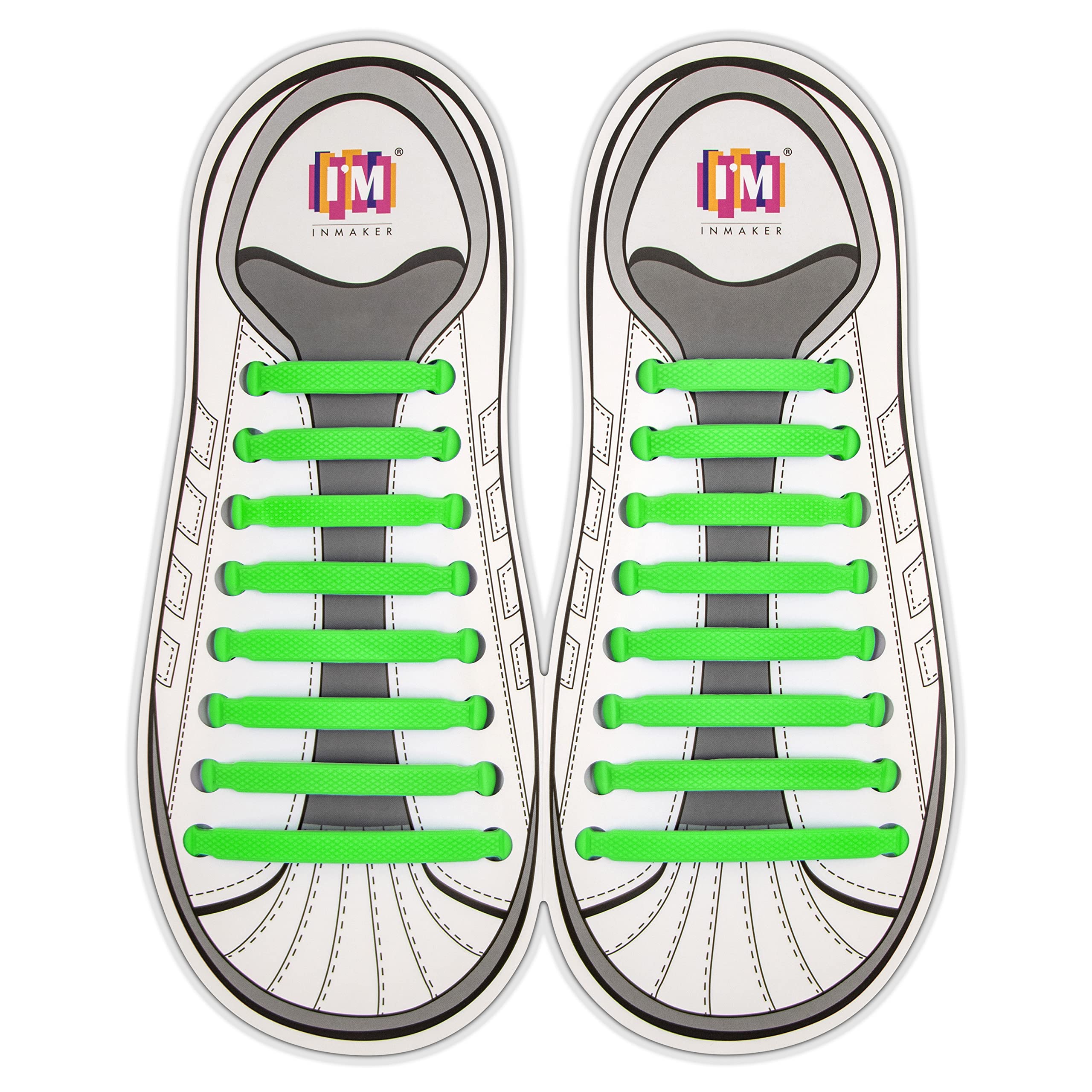 INMAKER No Tie Shoe Laces for Adults and Kids, Elastic Shoelaces for Sneakers, Rubber Silicone Tieless Laces