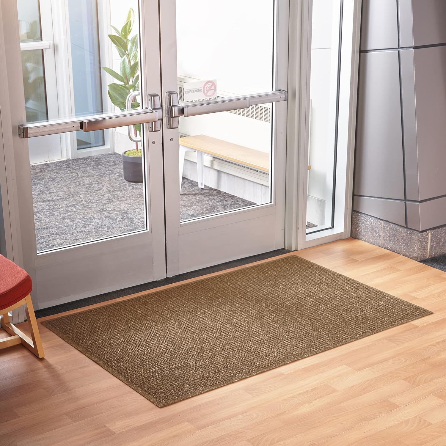 Consolidated Plastics Aquasorb Classic Indoor/Outdoor Entrance Floor Mat with Non-Slip Rubber Backing, Fabric Border, Stain Resistant and Quick Drying Commercial Grade (35 x 45, Medium Brown)