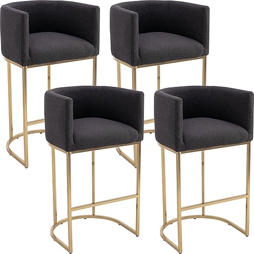 Miniatura 24 de Taburetes de Bar Modernos de Altura de Mostrador Tapizados en Cuero PU Juego de 3, Taburetes de Isla de Cocina de 24", Sillas de Bar con Marco