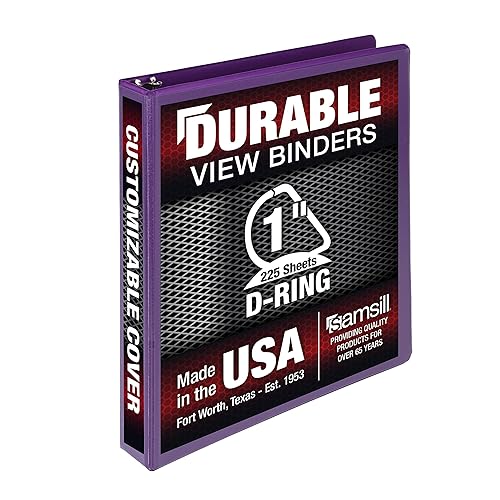 Vista 79 de Samsill Carpeta duradera de 3 anillos de 1 pulgada, fabricada en Estados Unidos, carpeta de anillos en D, cubierta transparente personalizable