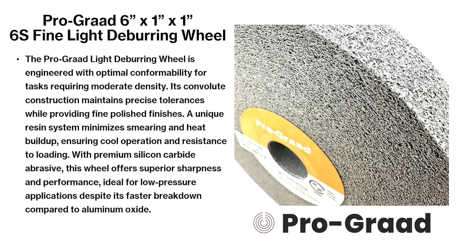 Light Deburring Wheel - 6" x 1" x 1" 6S Fine Grit - Silicon Carbide – Light Deburring, Finishing and Polishing Wheel – 01660 - Convolute - (1 Pack)