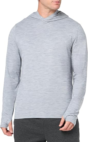 Amazon Essentials Men's Active Quick Dry Tech Stretch Long-Sleeve Hooded Pullover T-Shirt