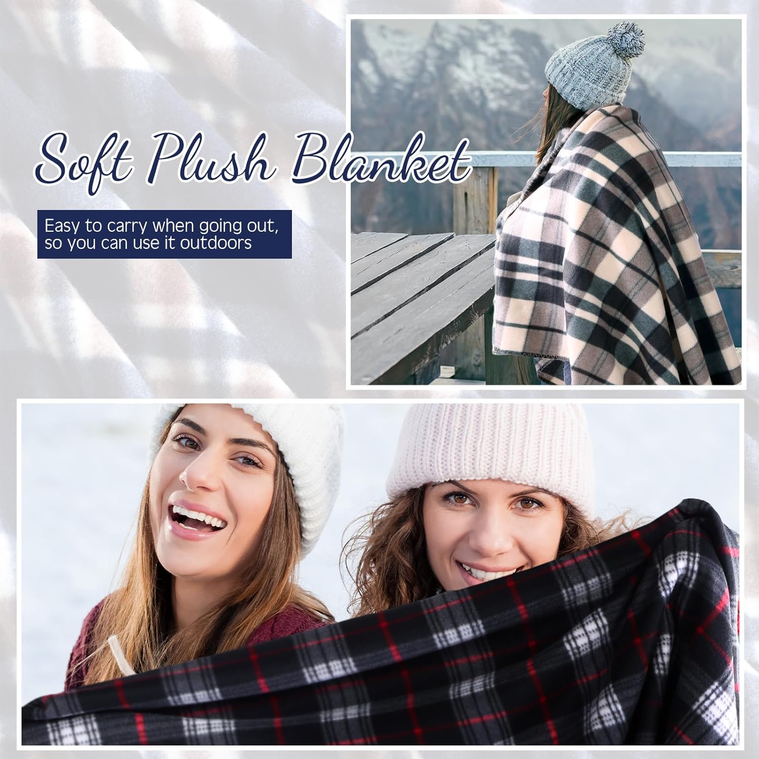 Newwiee 15 Pcs Buffalo Plaid Christmas Blanket Bulk Soft Plush Plaid Double Sided Check Pattern Cozy Decorative Blanket for Bed Couch Sofa Office 50 x 60 Inches