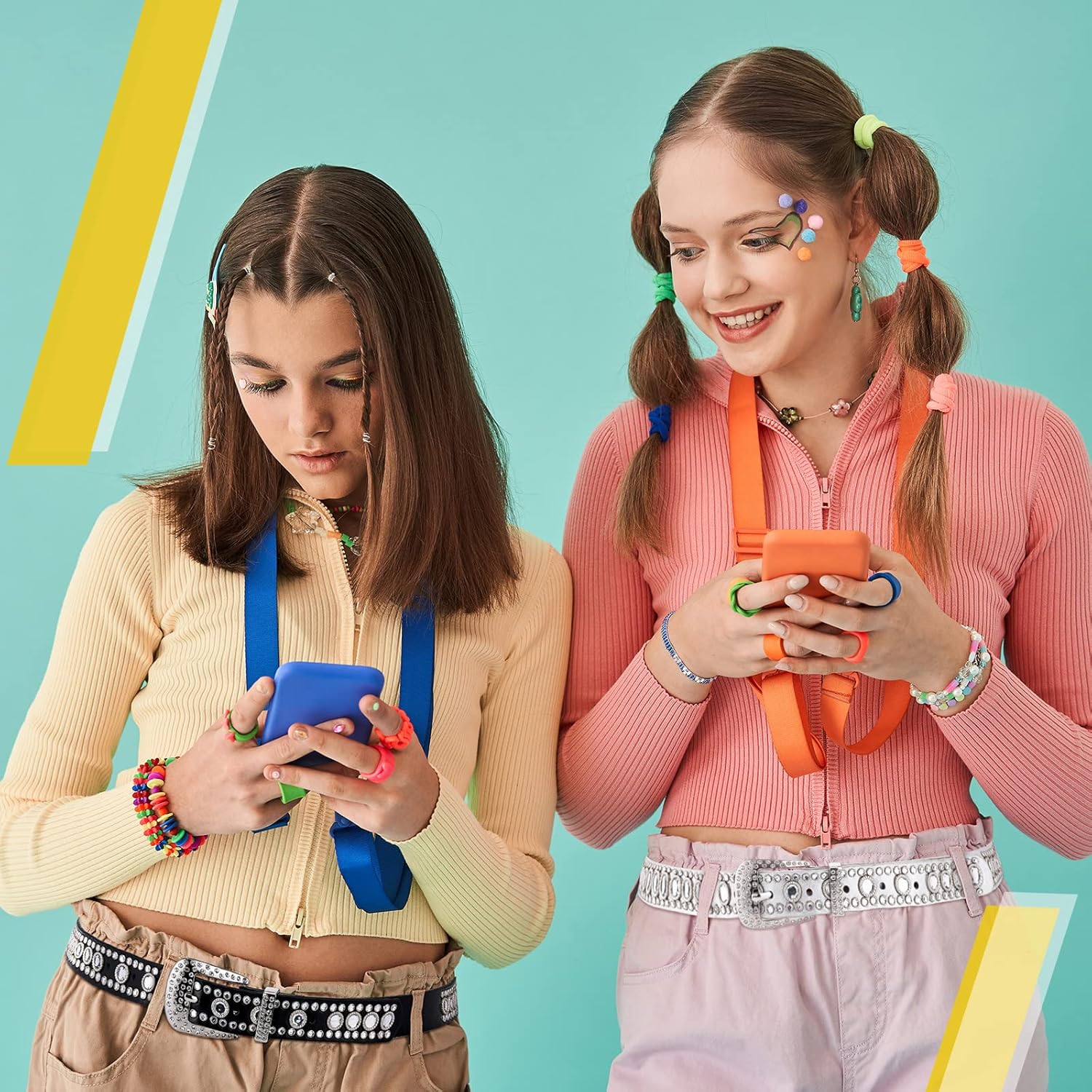 Newcotte 2 Pcs Kids Rhinestone Belts Western Cowgirl Cowboy Diamond Studded Bling Leather Belt PU Leather Belt (33.46 x 1.06 Inch) - Image 6