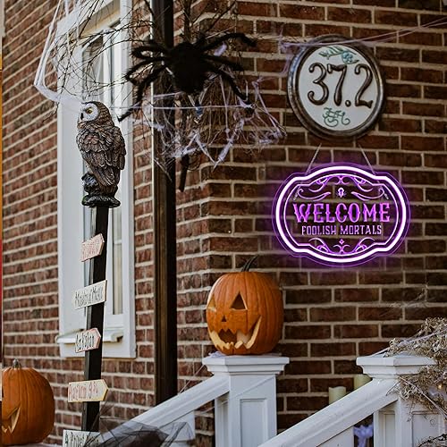 Miniatura 10 de Letrero LED de neón de calavera para decoración de pared, letreros de luces de neón de esqueleto verde con alimentación USB para dormitorio, fiesta