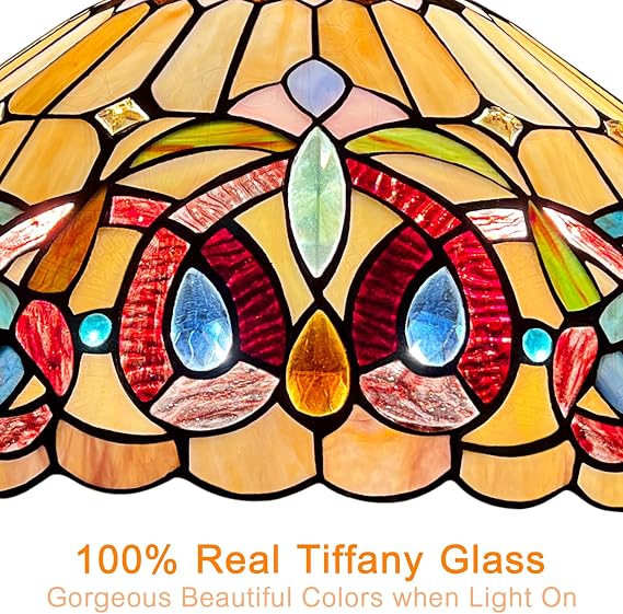 Capulina Tiffany Lamp Cream Brown Stained Glass Semi Ceiling Light 2-Light