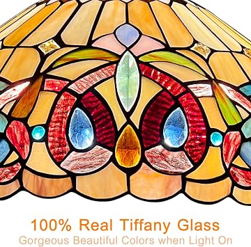 Capulina Tiffany Lamp Cream Brown Stained Glass Semi Ceiling Light 2-Light
