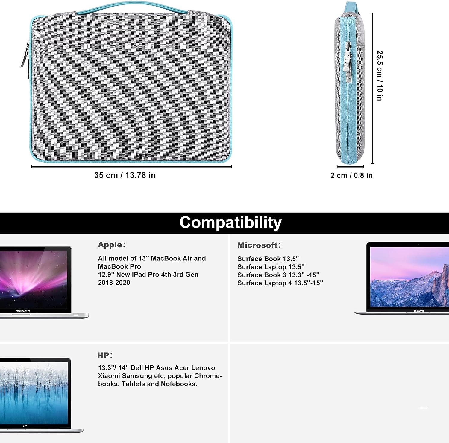 Hseok Laptop Sleeve 13-14 Inch Case Briefcase Compatible with MacBook Neo Pro 14 M5/M4/M3/M2/M1, All Models 13.3 Mac Air/Pro, XPS 13 14, Most Popular 13"-14" Notebooks,L01G04