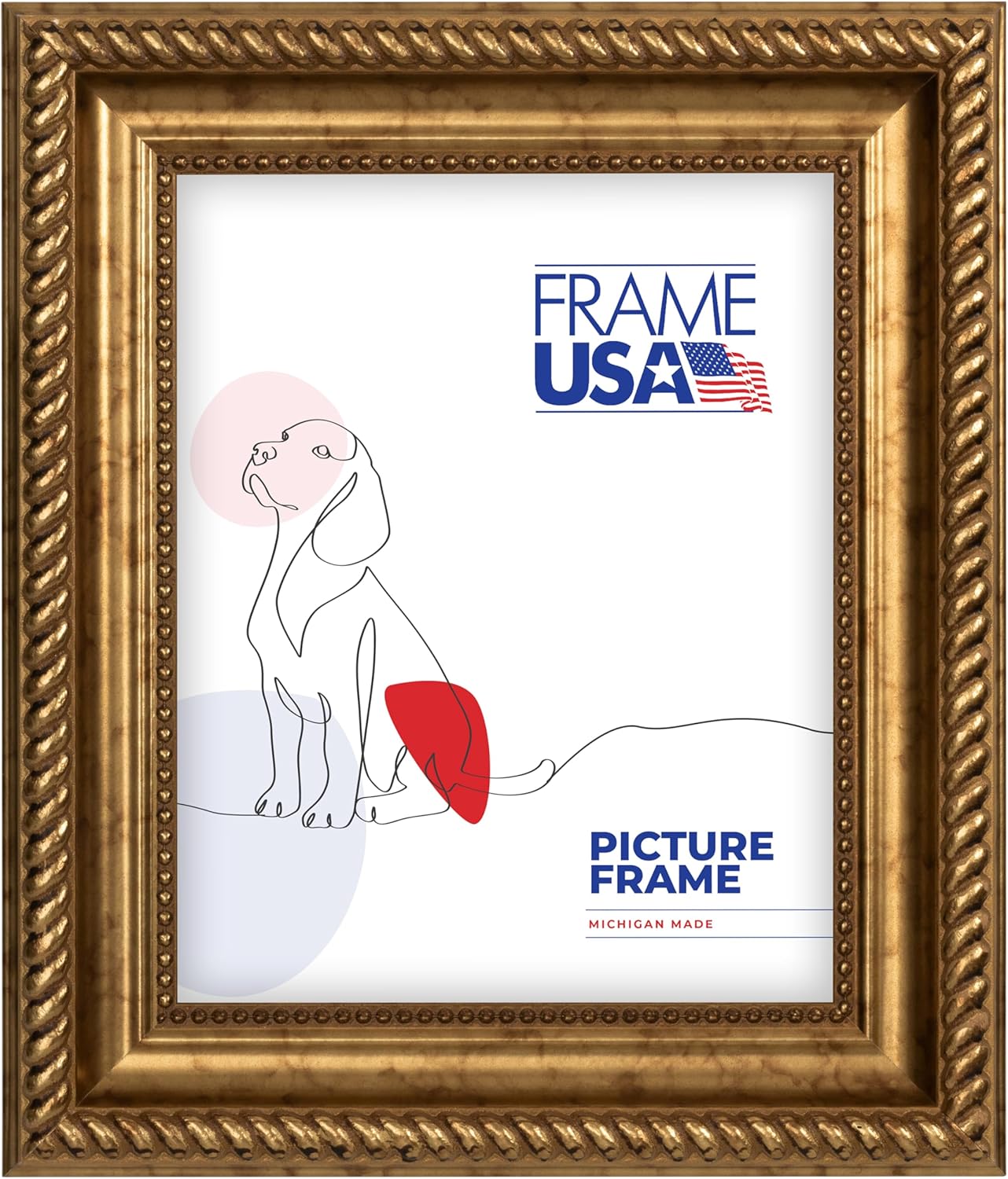 Frame USA 24x36 Picture Frame, Antique Gold, Napolean Series, Wall Hanging Frame with High Clarity Plexiglass