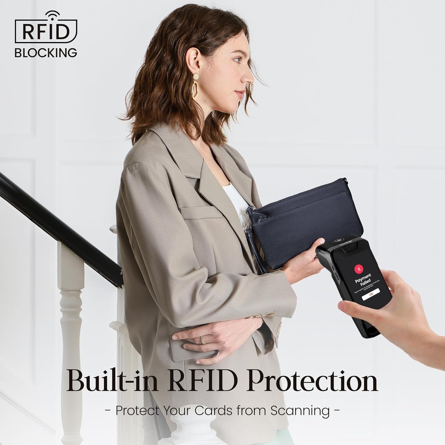 befen Genuine Leather Wristlet Clutch Wallet Purses with RFID Blocking, Small Crossbody Bags Shoulder Handbag for Women - Image 3