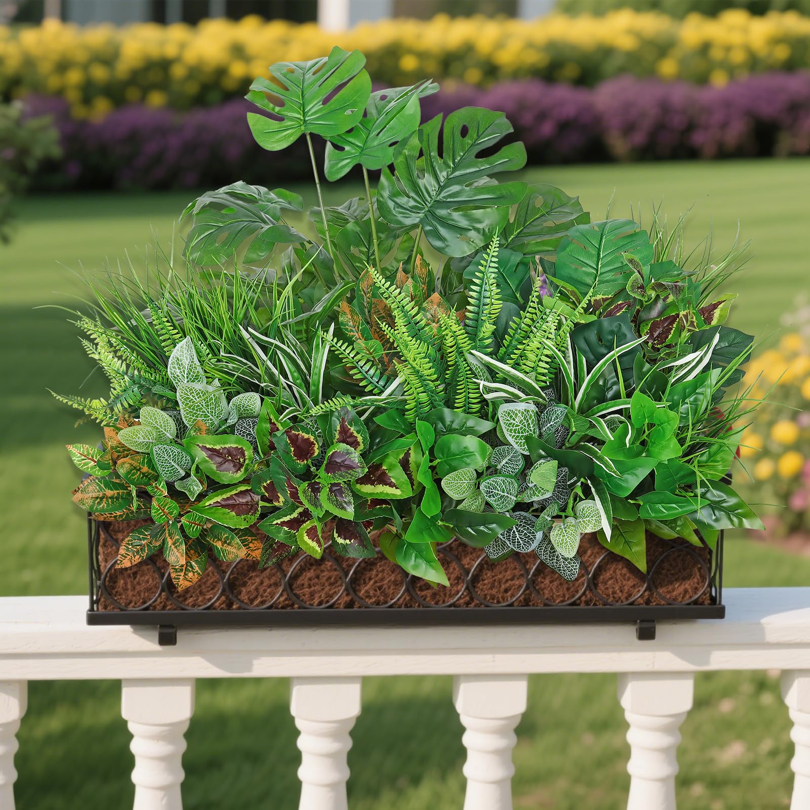 18 piante artificiali per interni ed esterni, resistenti ai raggi UV, arbusti artificiali, piante artificiali per esterni, finestre, verande, giardini, decorazioni