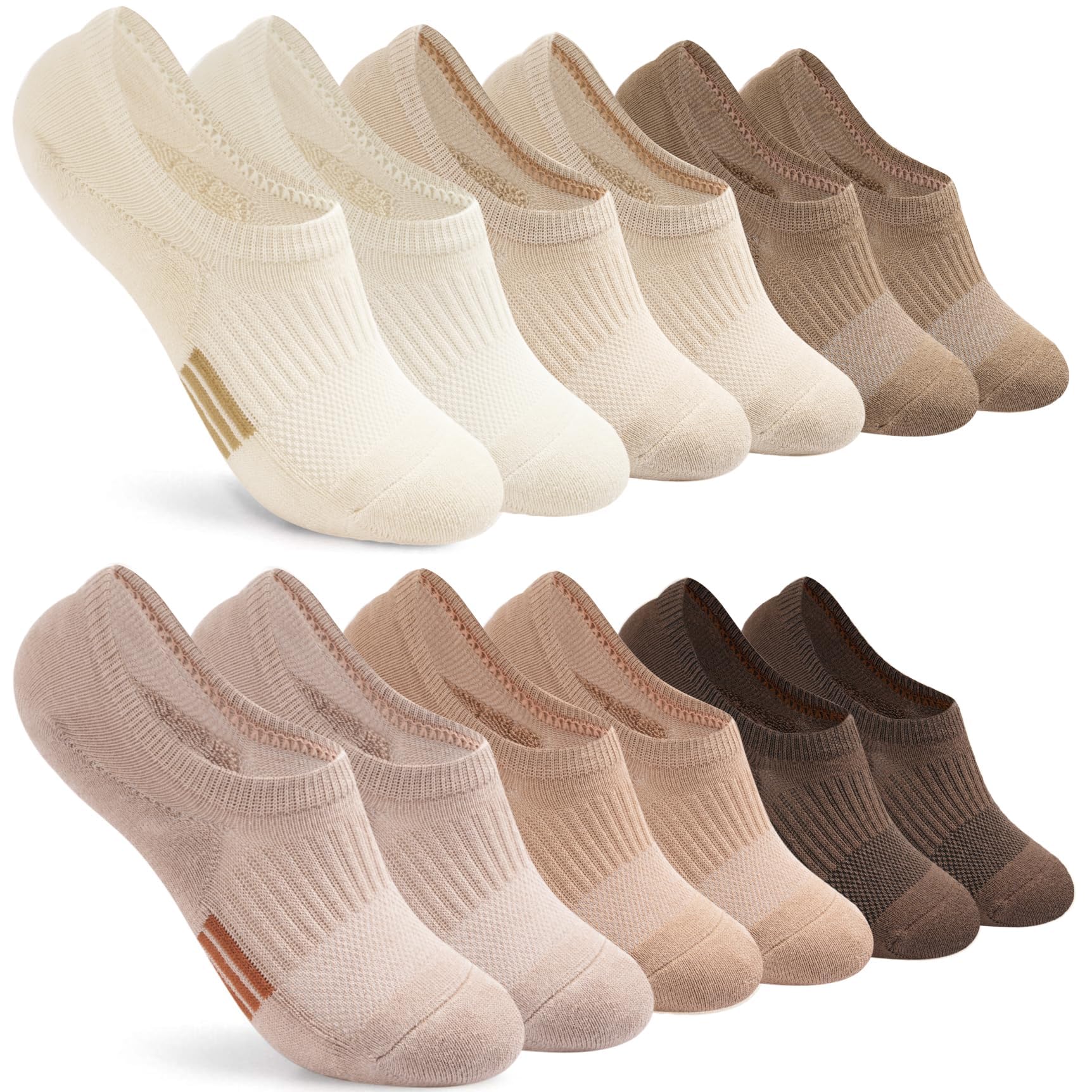 Blu Ninfee Sneaker Socken Damen 39-42 35-38, Gepolsterte Füsslinge Füßlinge Sneakersocken Herren 6 Paar, Atmungsaktive Sportsocken Laufsocken Rutschfest mit Silikonpad