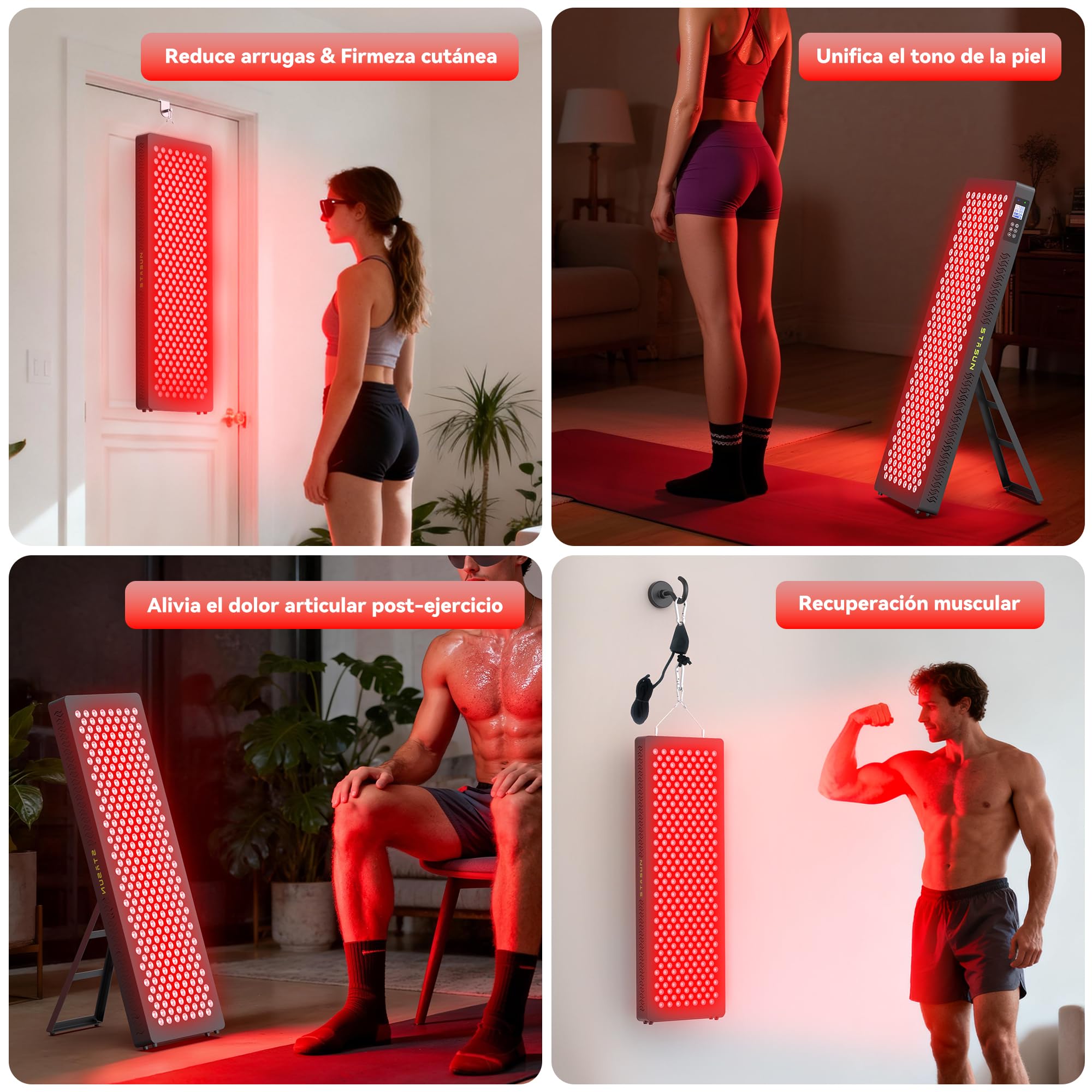 STASUN Dispositivo de terapia de luz roja de doble chip, 4 espectros, 660 y 850 nm, lámpara de luz roja completa, 300 ledes, 450 W, lámpara infrarroja para tratamiento facial, cosméticos, desarrollo