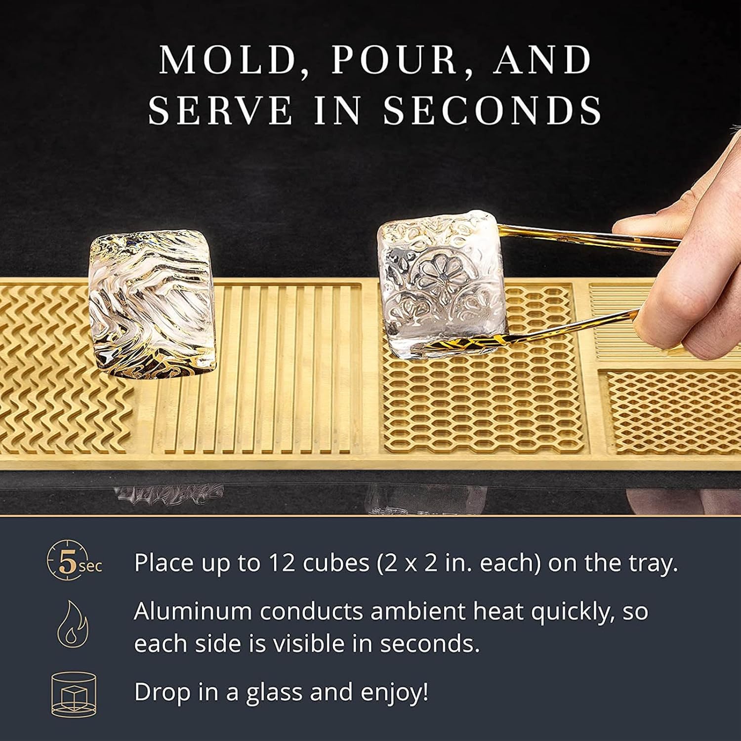 Brass Ice Tray, Craft Modern Stamping Plate with Multiple Patterns, Fast Modern Clear Ice Stamp