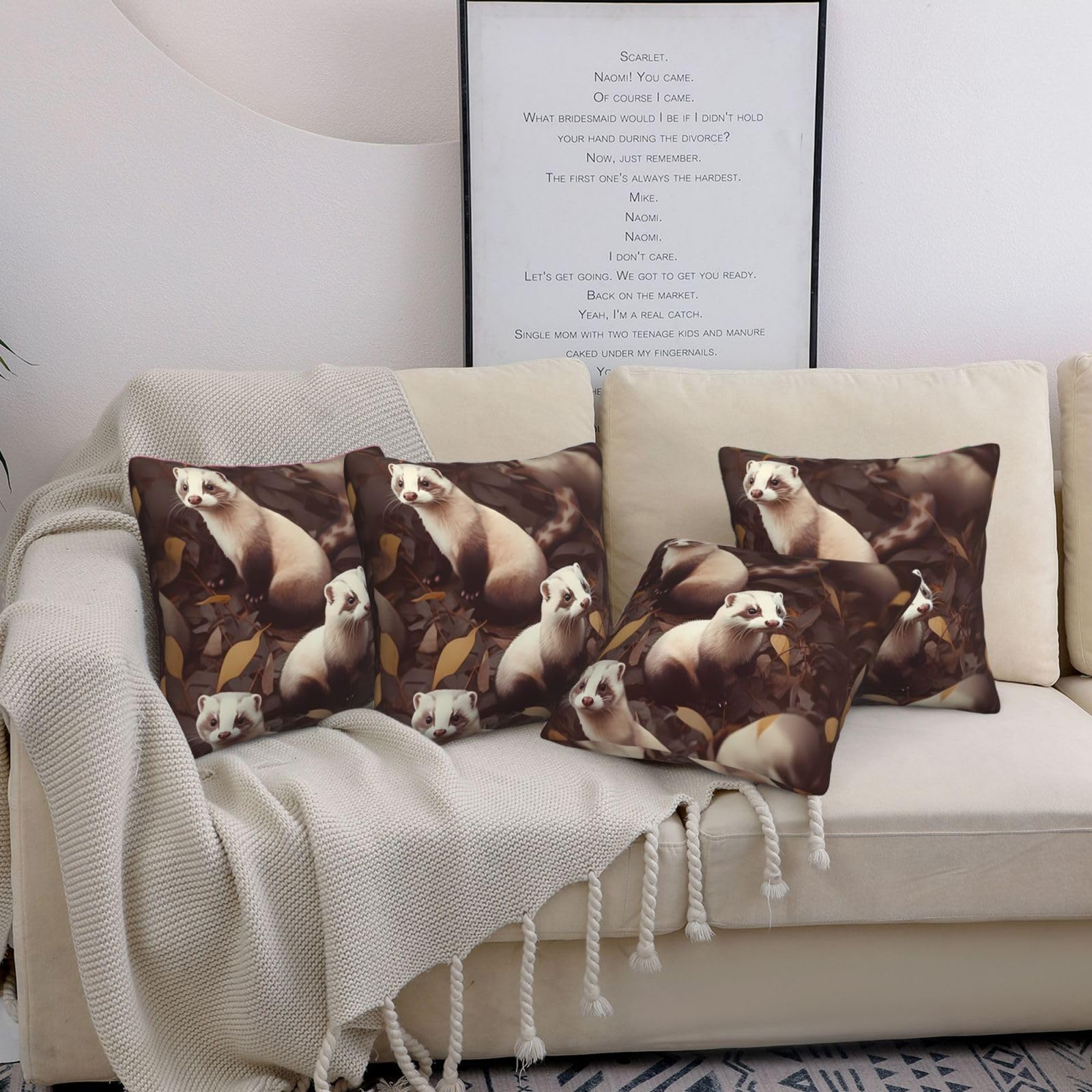 Housses de coussin furet poilu pour une ambiance cocooning et chaleureuse dans la chambre