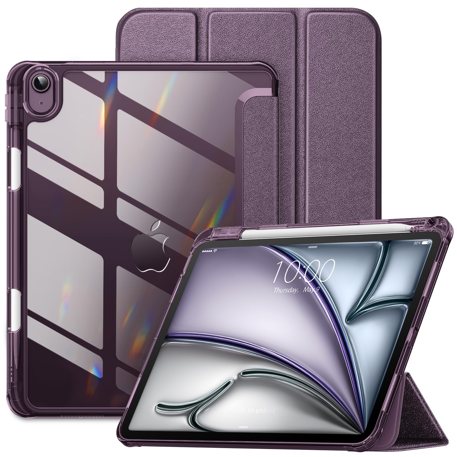 VIKESI Case for iPad Air 11 inch 2024, iPad Air 6th / 5th / 4th Generation Case,Matte Slim Hard Back, Soft TPU Frame, Pencil Holder and Auto Sleep/