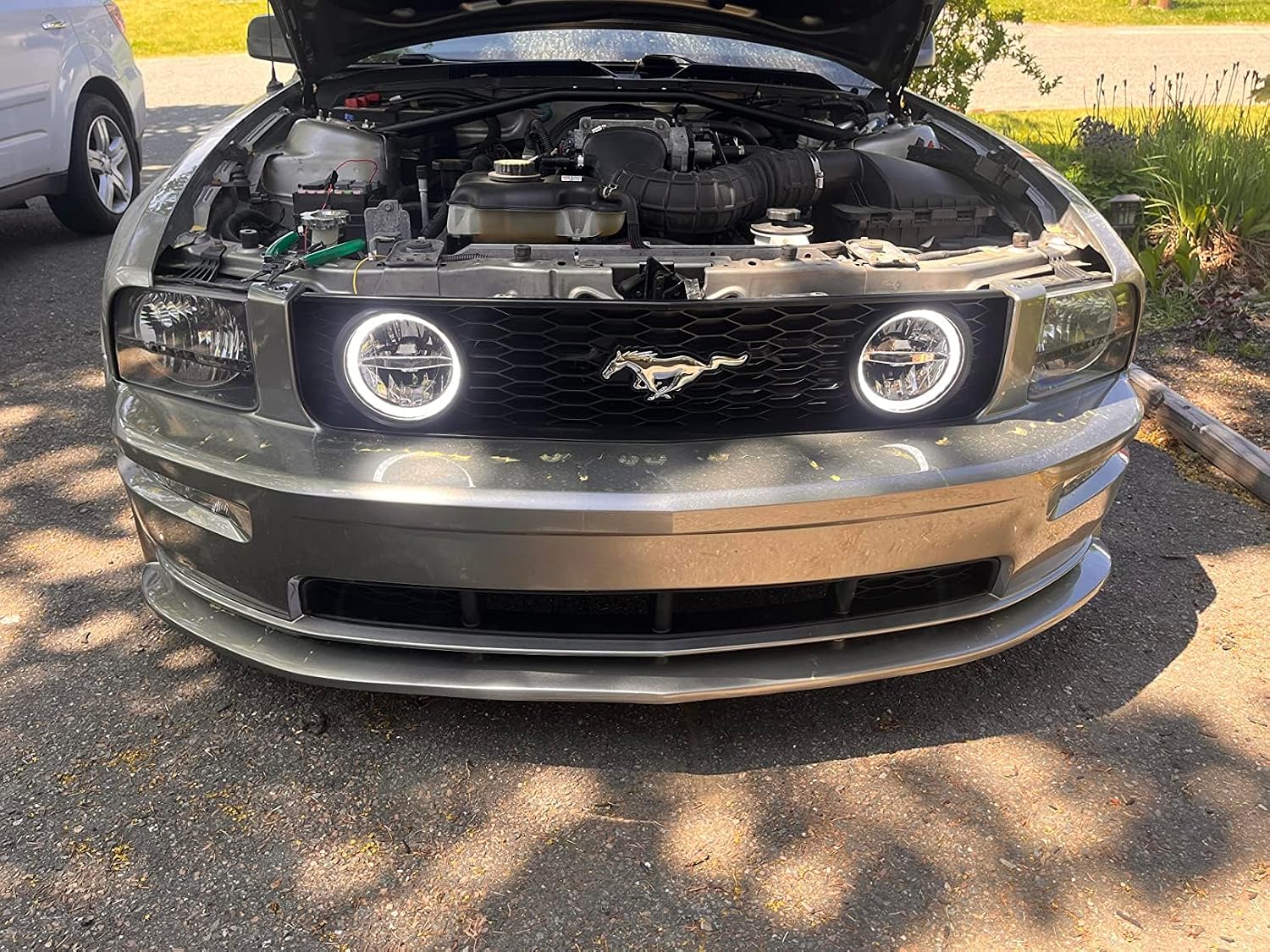 iJDMTOY Clear Lens 30W High Power LED Driving Fog Light Kit w/LED Halo Ring Compatible With 2005-2009 Gen5 Ford Mustang GT Deluxe, Premium or Shelby Models