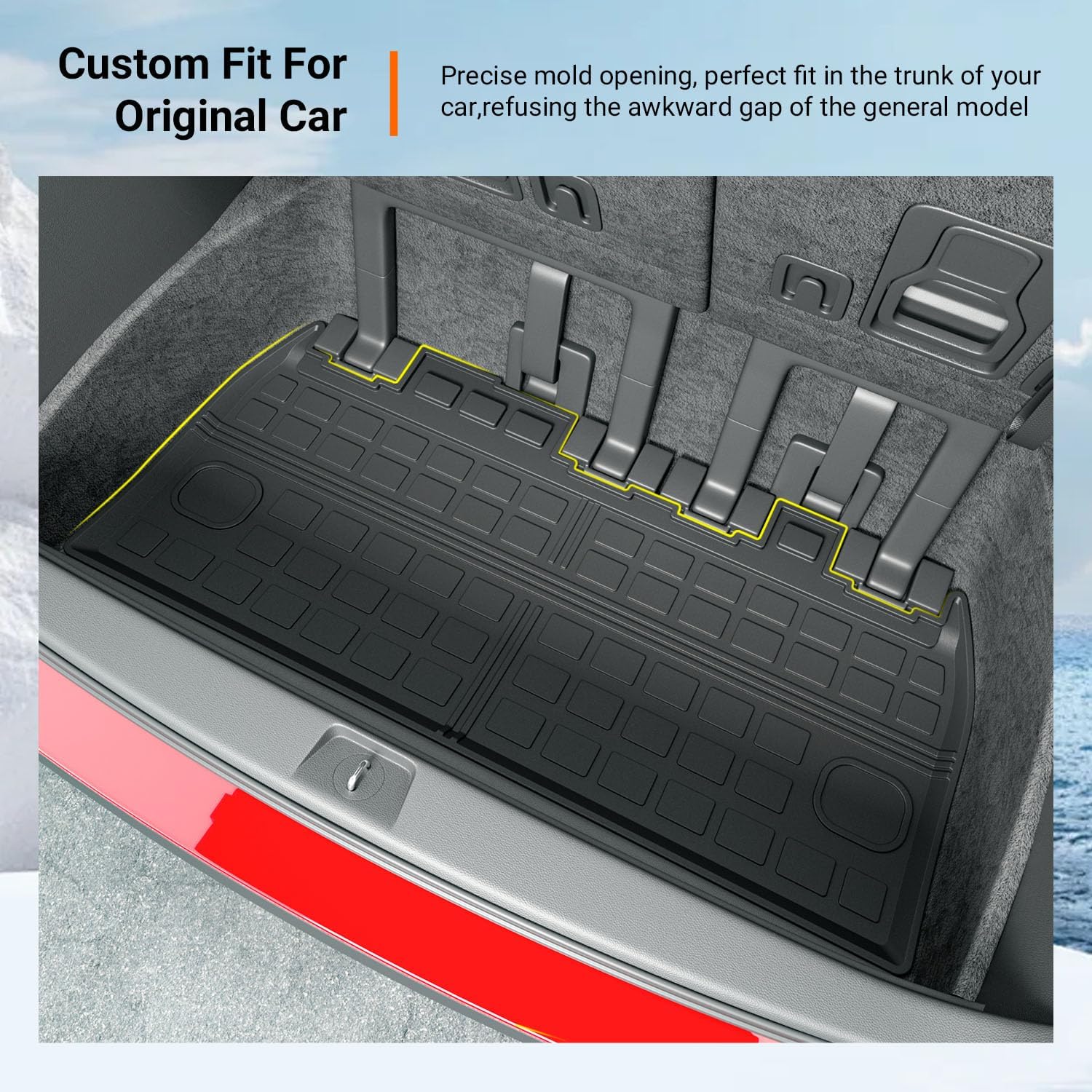 powoq Trunk Mat Compatible with 2022-2026 Kia Carnival Cargo Liner All Season Protection Cargo Mat Behind 3rd Row Replacement for Kia Carnival 2022-2024 2025 2026 Accessories (Rear Trunk Mat)