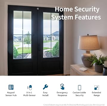 Arlo Home Security System - Wired Keypad Sensor Hub, (2) 8-in-1 Sensors, 24/7 Professional Monitoring- No Contract Required, DIY Installation, Alarm System for Home Security SS1201, White
