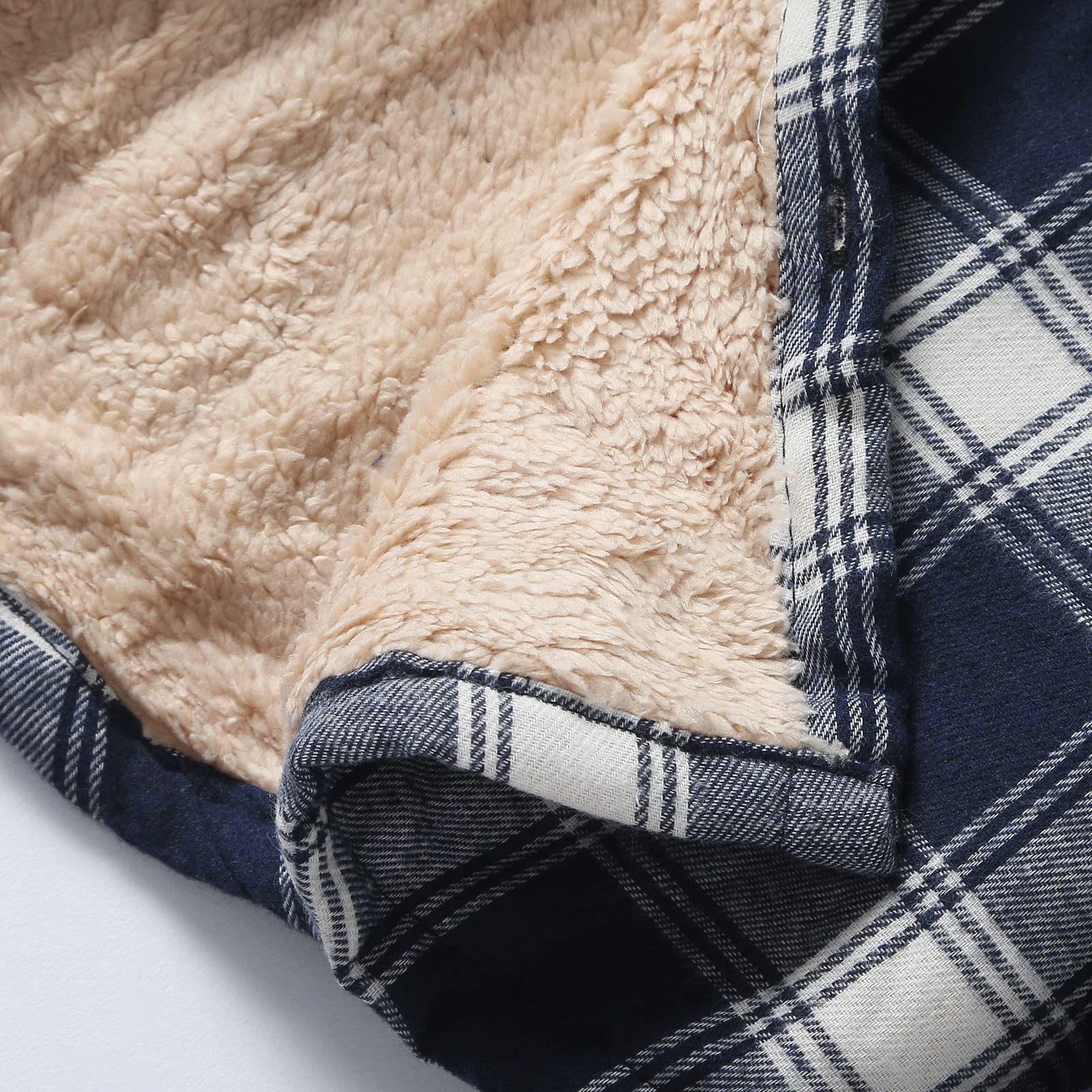 Camicia termica da uomo, in flanella, a quadri, in pile, imbottita, foderata, fodera interna
