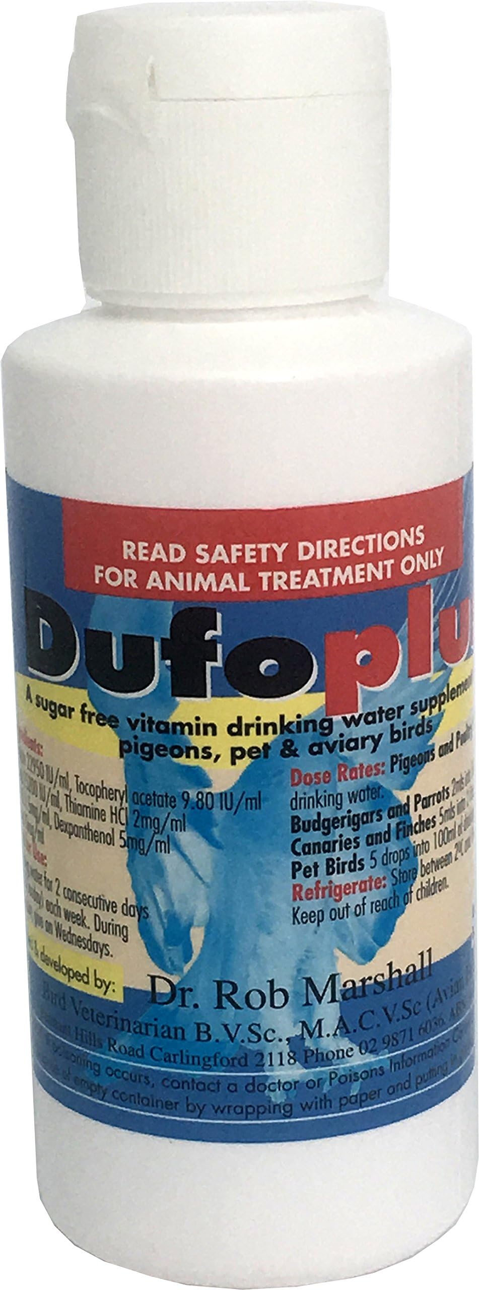 Dr Rob Marshall Dufoplus 100ml Bird Multi Vitamin A D E B Supplement for All Birds Finches Canaries Budgies Pigeons Poultry