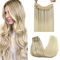 Vista 42 de GOO GOO Extensiones de cabello humano con alambre, color marrón chocolate 4/26/4 con rubio miel, balayage, 18 pulgadas, 3.35 oz, extensiones