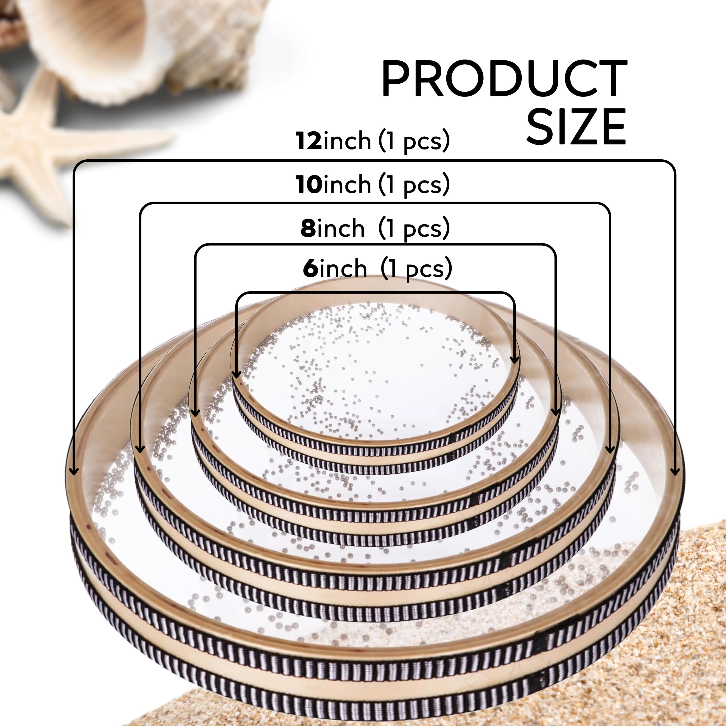 Musical Instrument for Meditation - 6" 8" 10" 12" Ocean Drum Set Ocean Drum Sound Healing for Holistic Healing with Hardwood Natural Colored Water Drum Instrument for Relaxation Sea Drums - Image 2