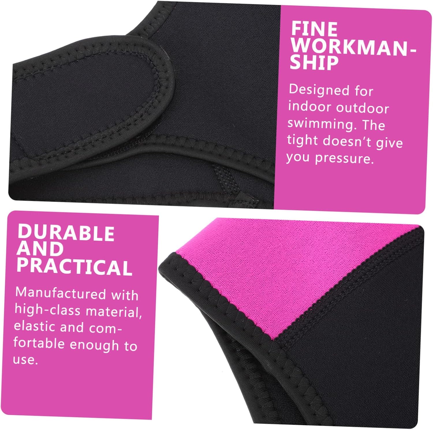 BESPORTBLE 3pcs Neoprene Cold Water Diving Hat Rubber Bathing Cap for Winter Swimming Outdoor Diving and Surfing Unisex Design Black and Rose Red