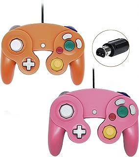Wired Gamecube Controllers for Nintendo Wii Game Cube Switch Console (Pink and Orange) - coolthings.us