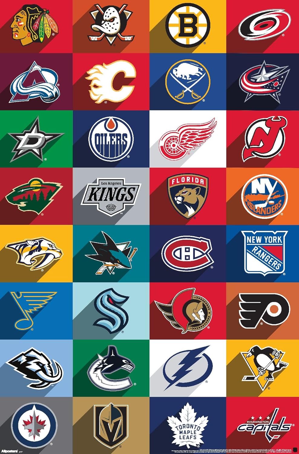NHL League - Logos 25 Wall Poster, 34L" x 22.4W", Black Framed Version