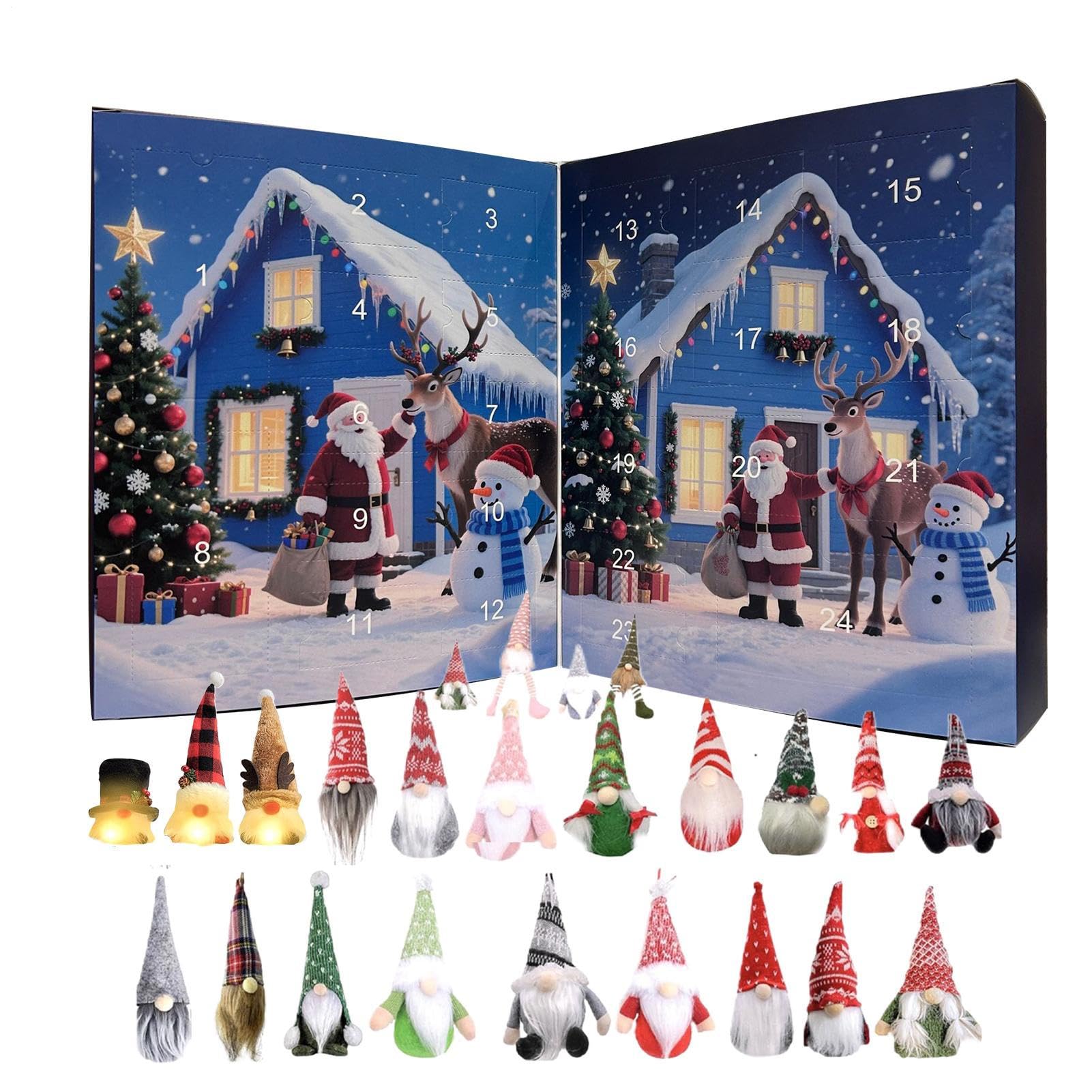 Calendrier de l'Avent Lutin,Calendrier de Noël Père Noël Figurines Poupees