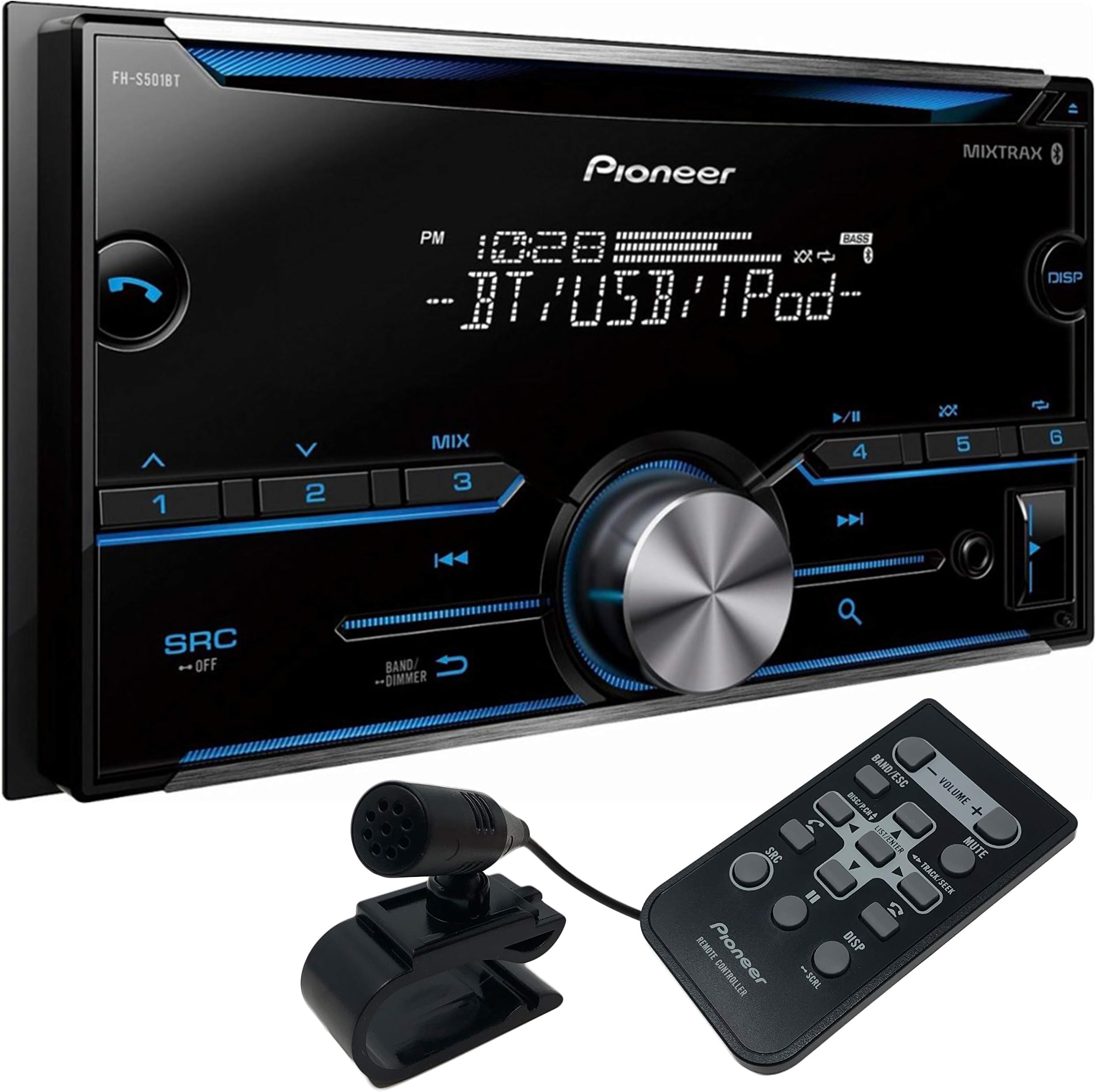 Pioneer FH-S501BT Double DIN CD Receiver with Improved Pioneer ARC App Compatibility, MIXTRAX, Built-in Bluetooth FHS501BT