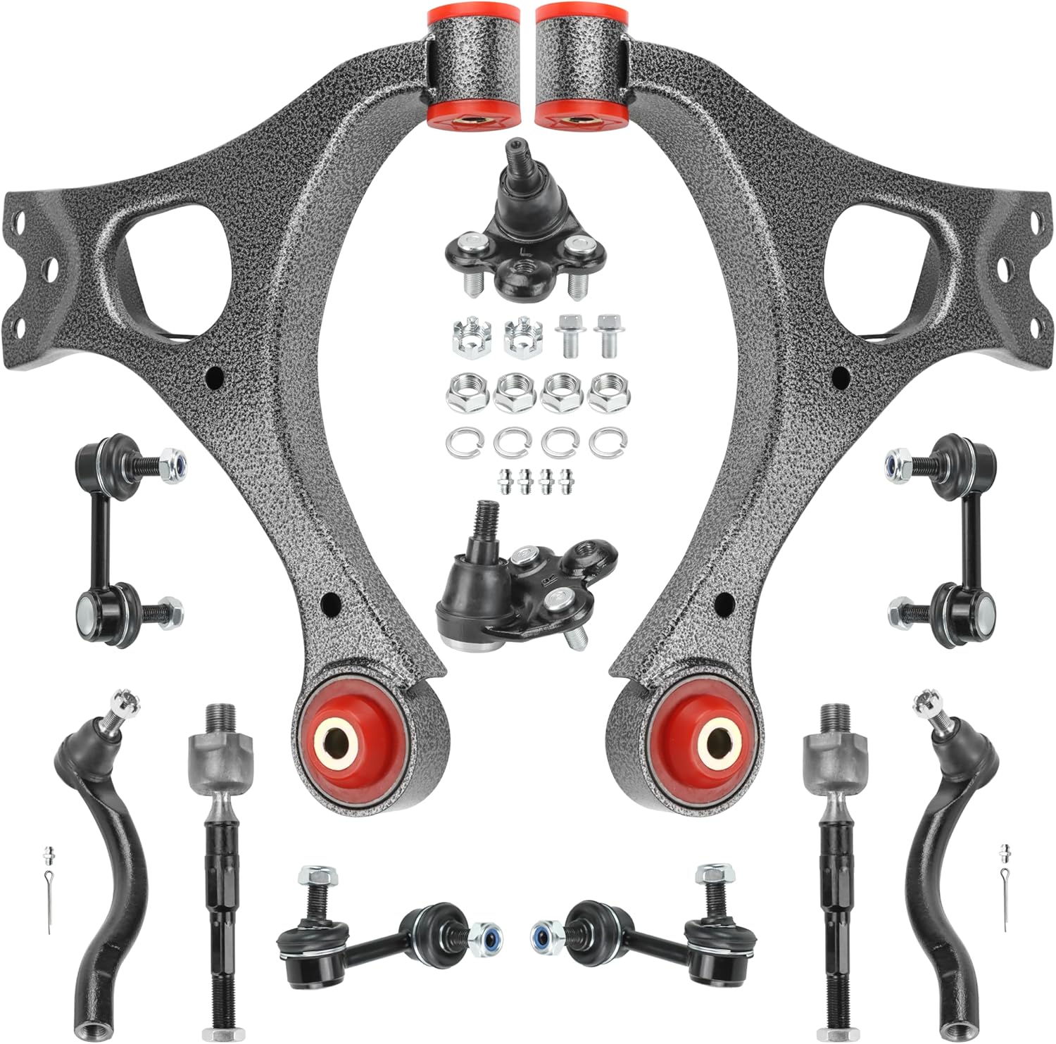 Front Lower Control Arm Suspension Kit for 2006-2011 Honda Civic 1.8L, 2 Lower Control Arms 2 Ball Joints 4 Outer & Inner Tie Rods 4 Sway Bars Front & Rear Replacement,K620382 K620383-12pc Set