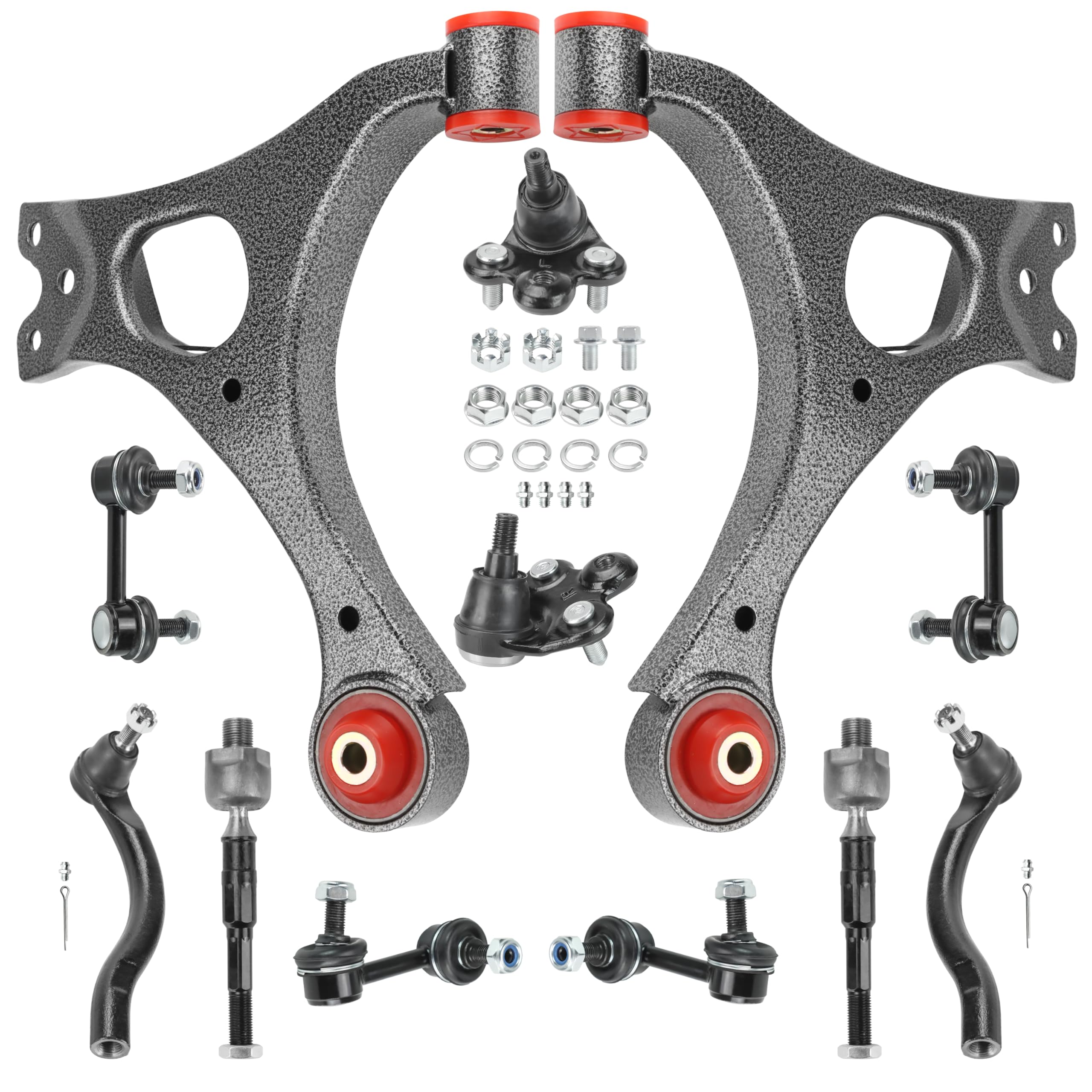 Photo 1 of Front Lower Control Arm Suspension Kit for 2006-2011 Honda Civic 1.8L, 2 Lower Control Arms 2 Ball Joints 4 Outer & Inner Tie Rods 4 Sway Bars Front & Rear Replacement,K620382 K620383-12pc Set