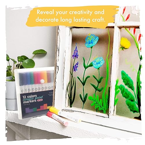 Miniatura 4 de 28 bolígrafos de pintura acrílica de punta fina, marcadores de pintura artesanal para pintar madera, vidrio, roca, cerámica y porcelana, marcadores